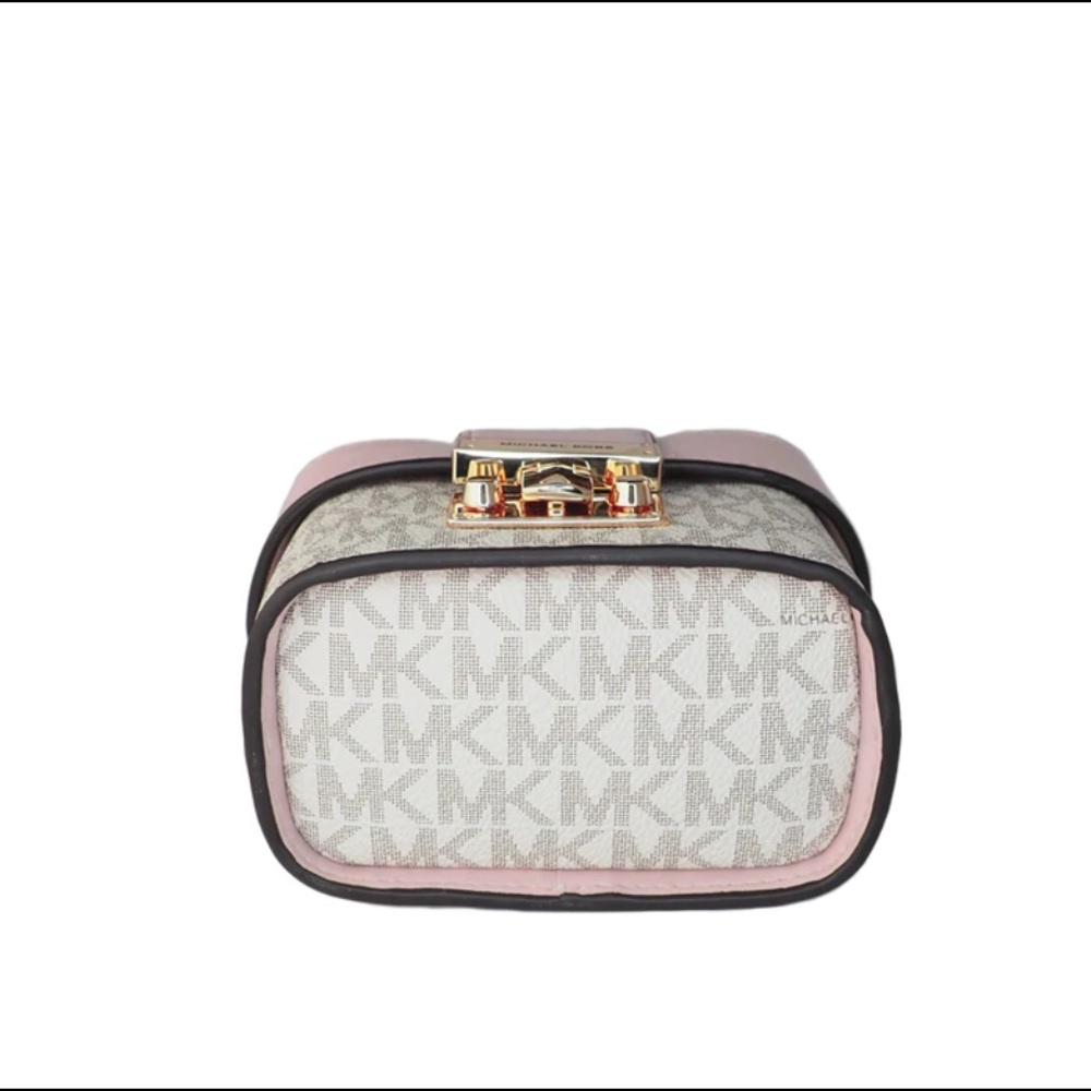 NWT Michael Kors Rose Mini Vanilla Signature Pink Leather Trunk Crossbody Bag - Picture 5 of 6